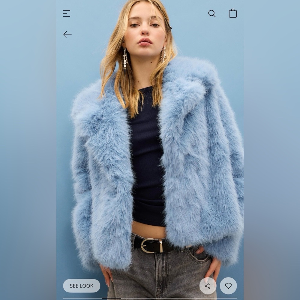 Stradivarius Sky Blue Teddy Jacket